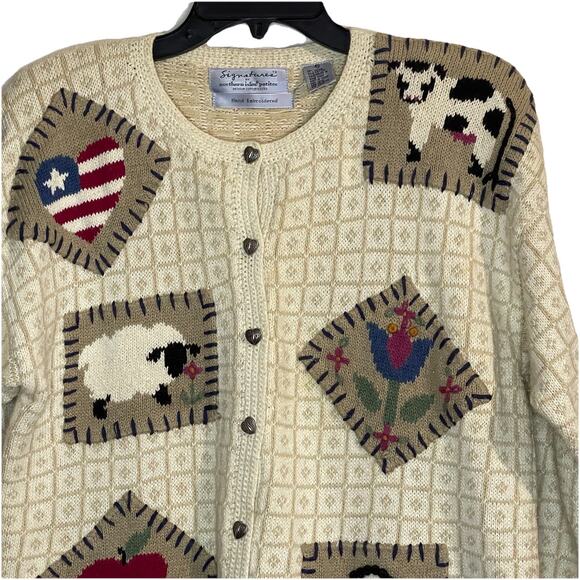 Signature by Northern Isles Petites Cardigan Cream Hand Embroidered Petite Large - Picture 6 of 9